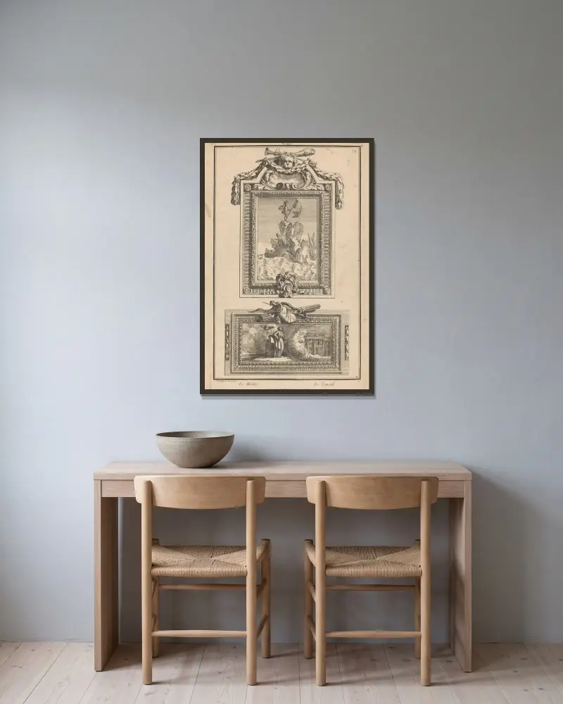 Verdienst und Rat von Jean-Charles Delafosse gerahmt an einer Wand
