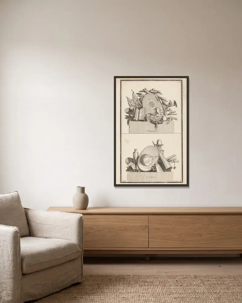 Hydrographie, Geometrie von Jean-Charles Delafosse gerahmt an einer Wand