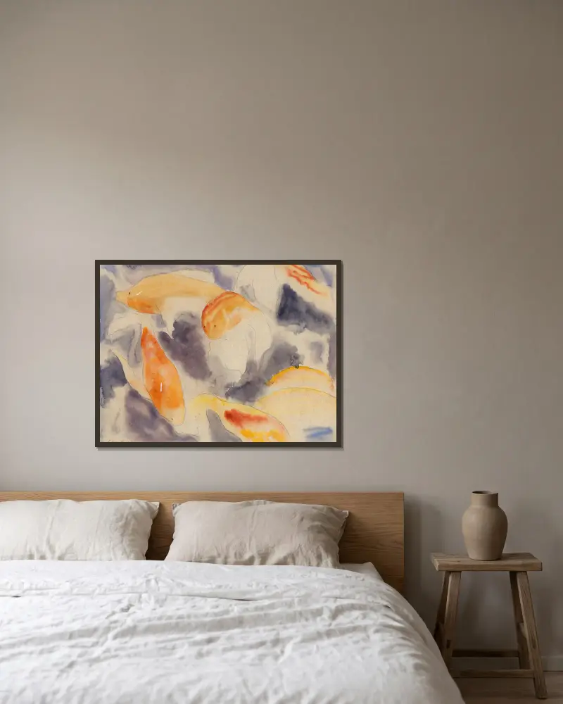 Fish Series, No. 4 av Charles Demuth inramad på en vägg