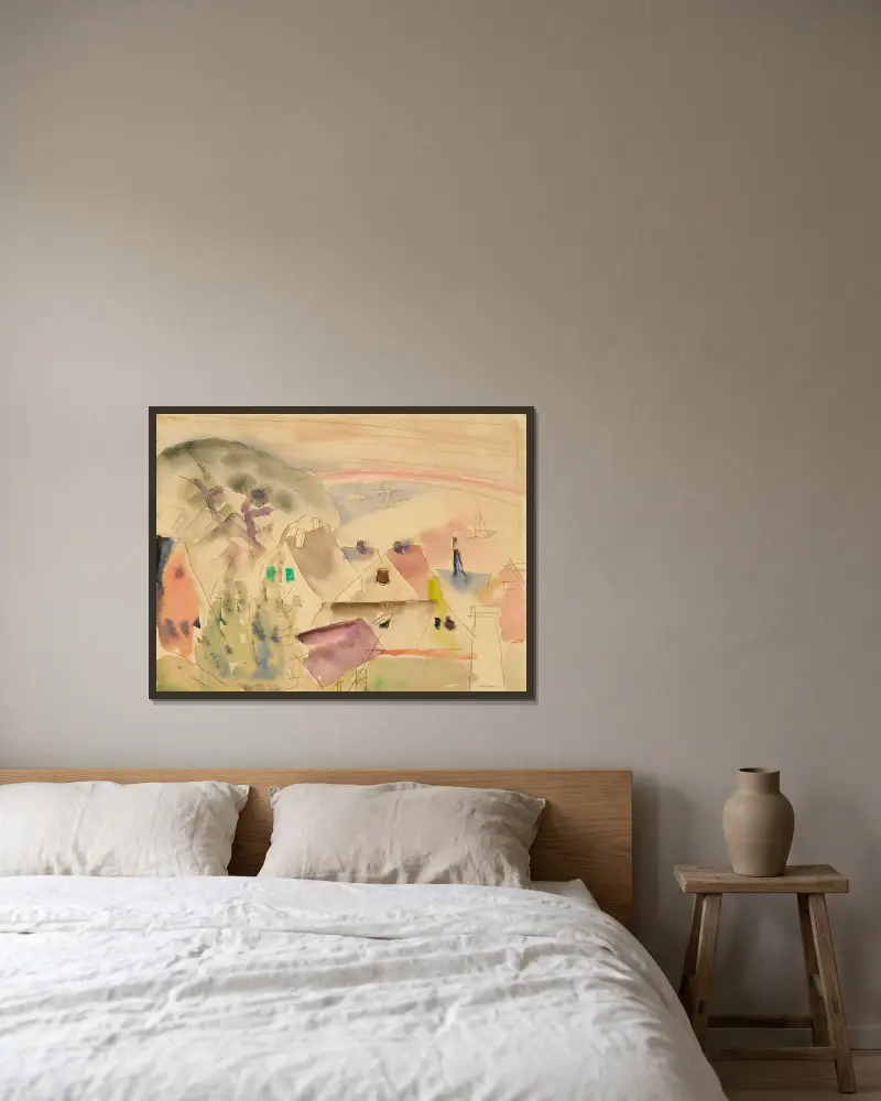Hausdächer, Meeresküste von Charles Demuth gerahmt an einer Wand