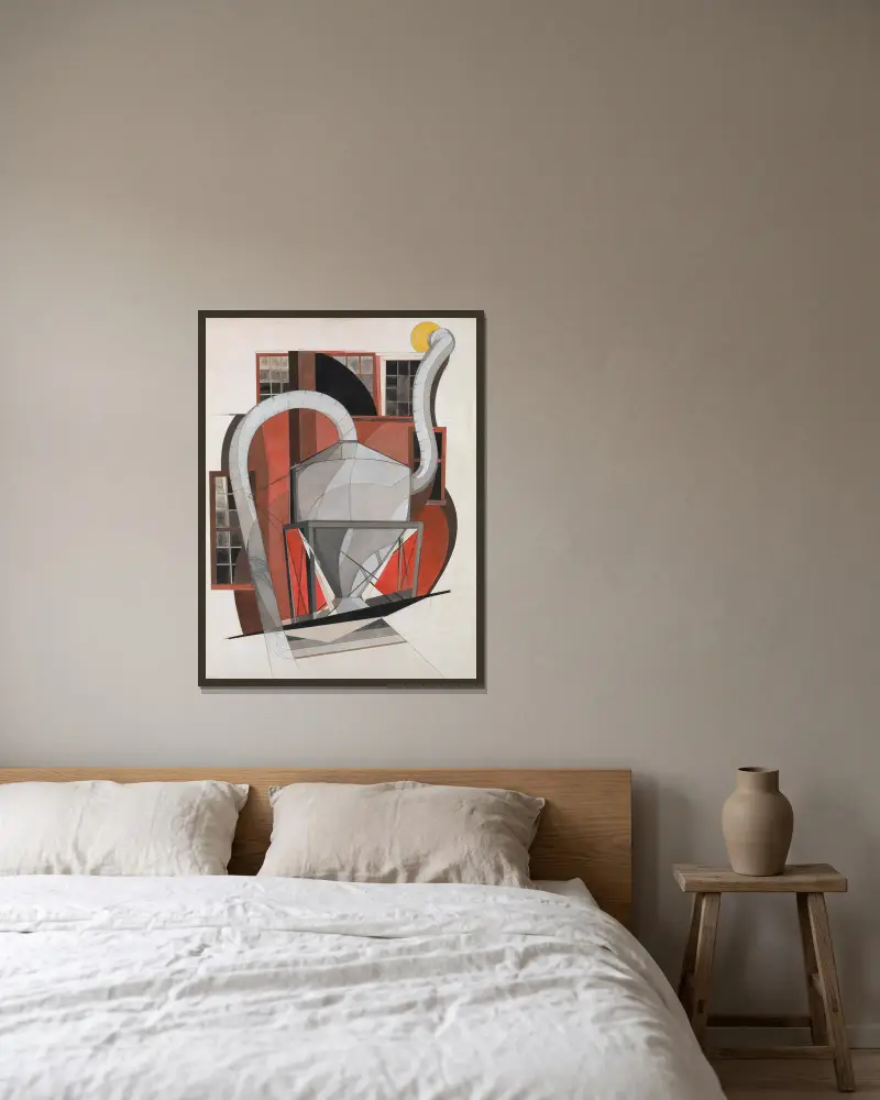 Machinery av Charles Demuth inramad på en vägg