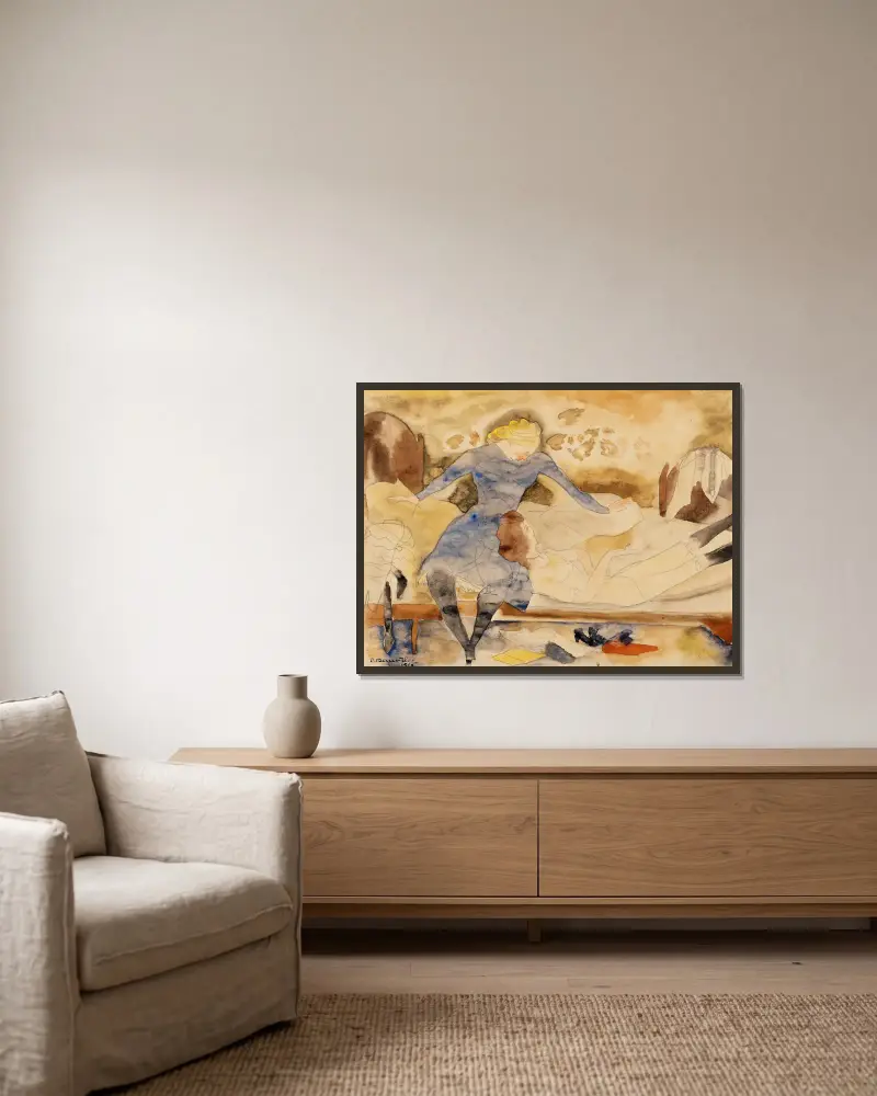 Nana på besök hos sin vän Satin av Charles Demuth inramad på en vägg
