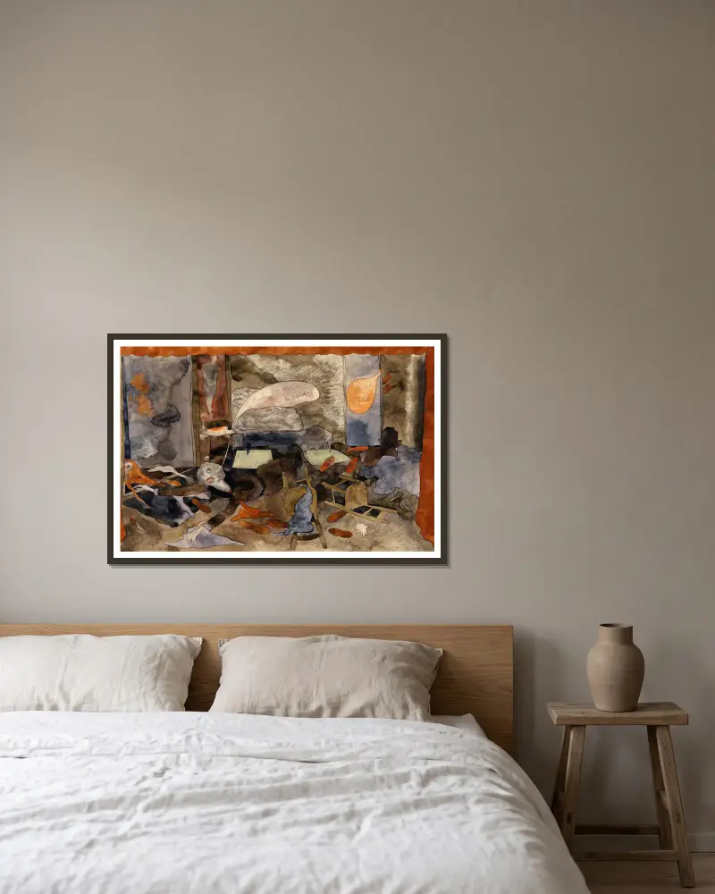 Grevinnan Geschwitz död av Charles Demuth inramad på en vägg