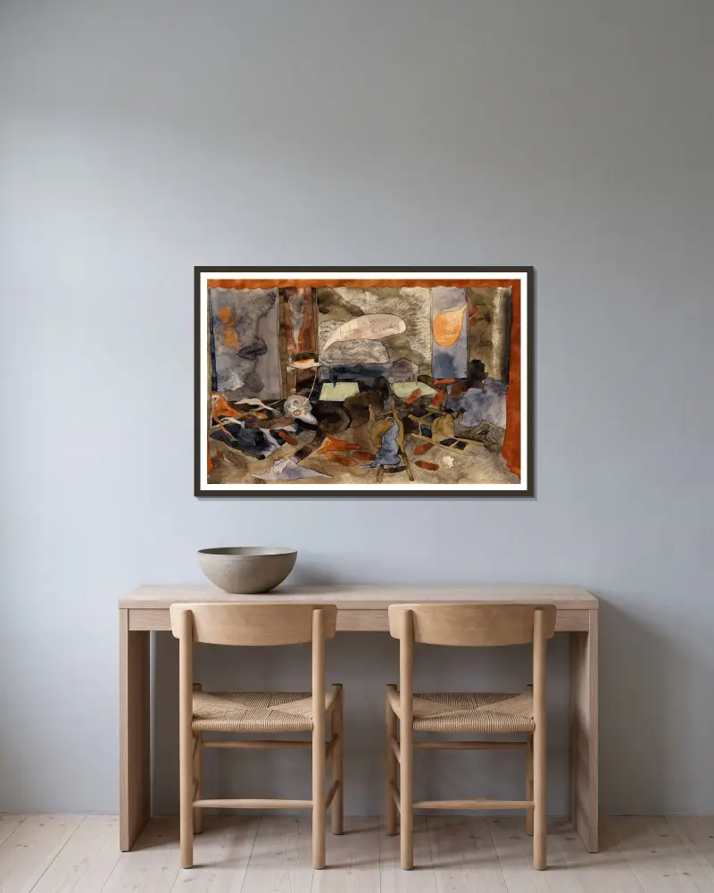 Grevinnan Geschwitz död av Charles Demuth inramad på en vägg