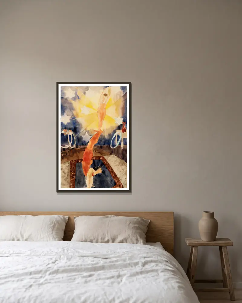 Dva akrobaté v červených trikotech, Charles Demuth v rámu na stěně