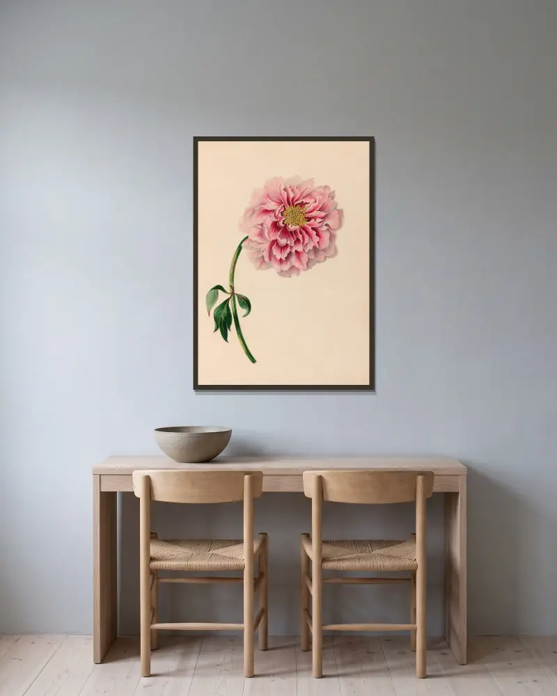 Teckningar av tropiska blommor och frukter från Sydamerika, pl. 38 av Charles Empson inramad på en vägg