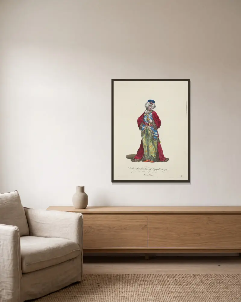 Tracht eines Paschas von Ägypten im Jahr 1749 von Charles Grignion gerahmt an einer Wand