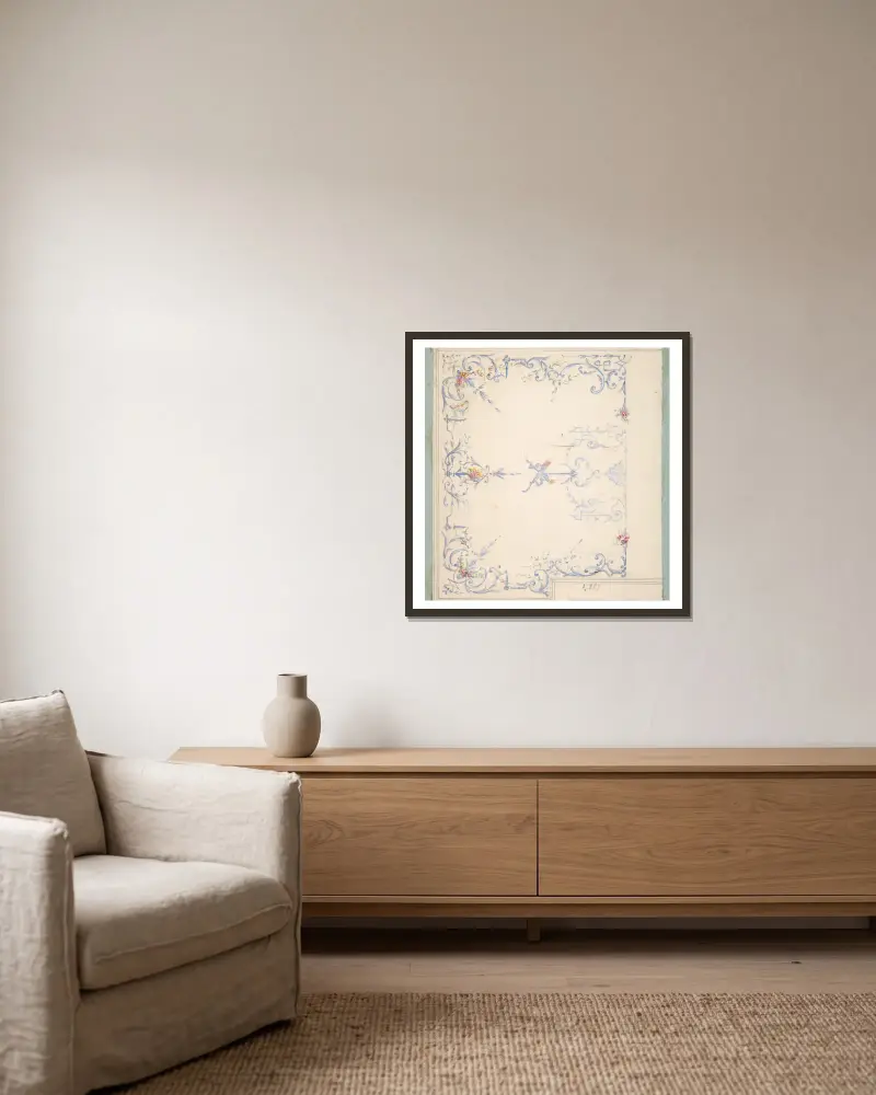 Design for a ceiling – nr 3 av Jules-Edmond-Charles Lachaise inramad på en vägg