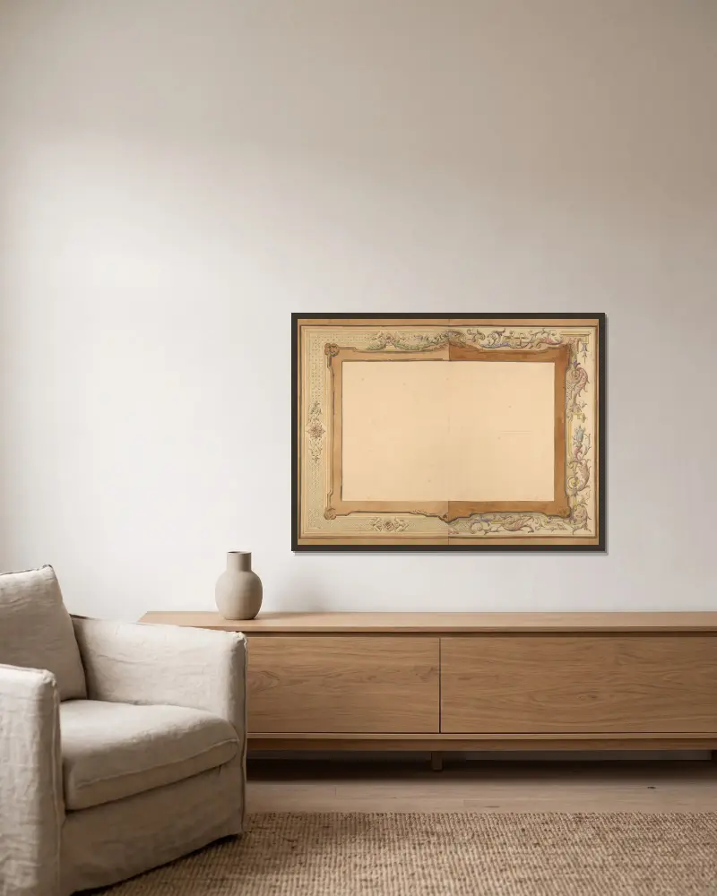 Design for a ceiling – nr 5 av Jules-Edmond-Charles Lachaise inramad på en vägg