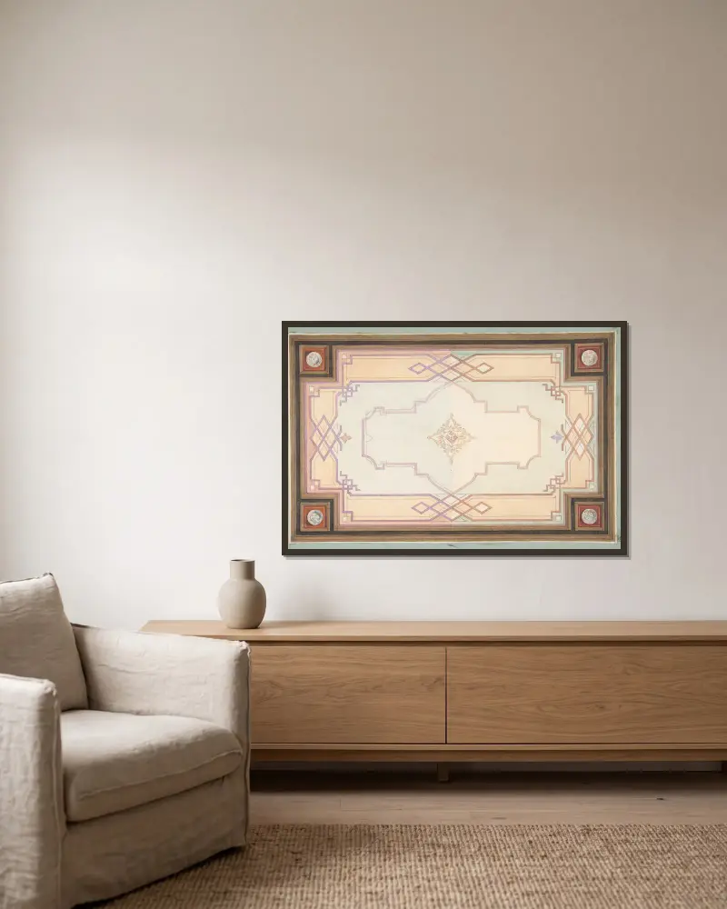 Design for a ceiling – nr 6 av Jules-Edmond-Charles Lachaise inramad på en vägg