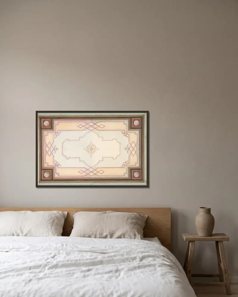 Design for a ceiling – nr 6 av Jules-Edmond-Charles Lachaise inramad på en vägg