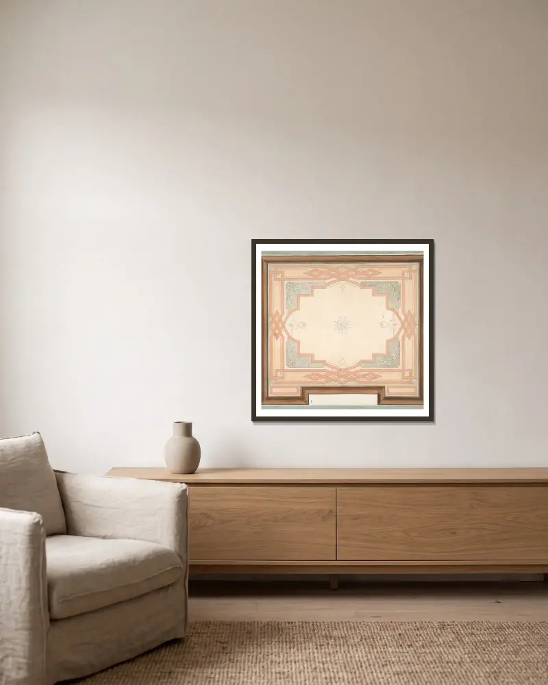 Design for a ceiling – nr 1 av Jules-Edmond-Charles Lachaise inramad på en vägg