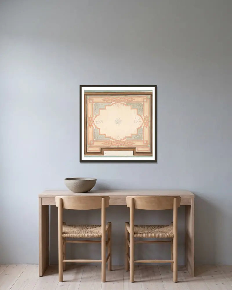 Design for a ceiling – nr 1 av Jules-Edmond-Charles Lachaise inramad på en vägg