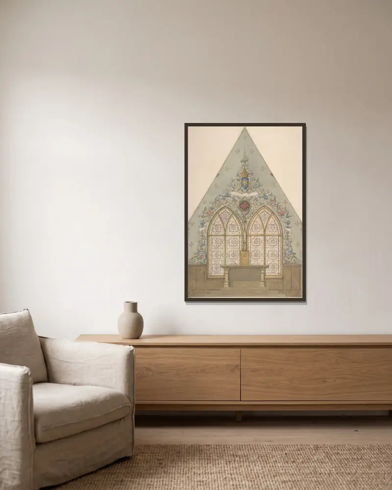 Design for Altar and Chapel, Farnborough av Jules-Edmond-Charles Lachaise inramad på en vägg