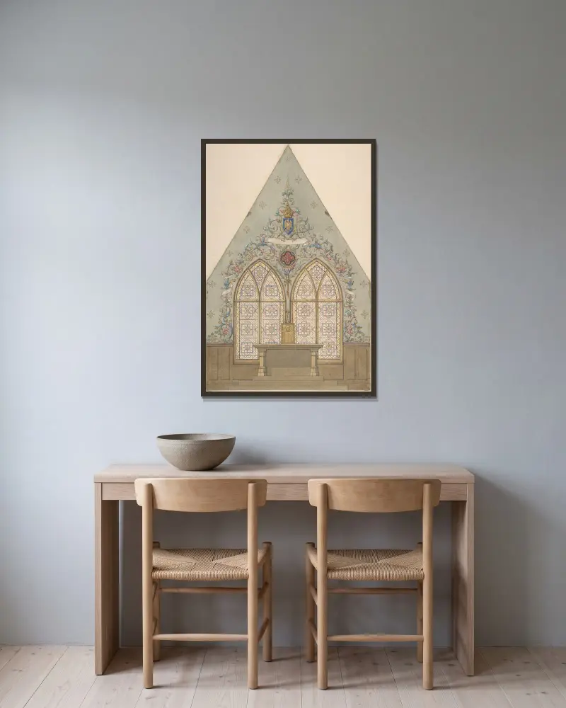 Design for Altar and Chapel, Farnborough av Jules-Edmond-Charles Lachaise inramad på en vägg