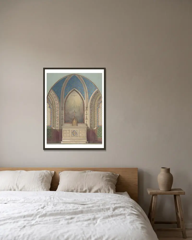Entwurf für einen Altar, Sainte-Clotilde von Jules-Edmond-Charles Lachaise gerahmt an einer Wand