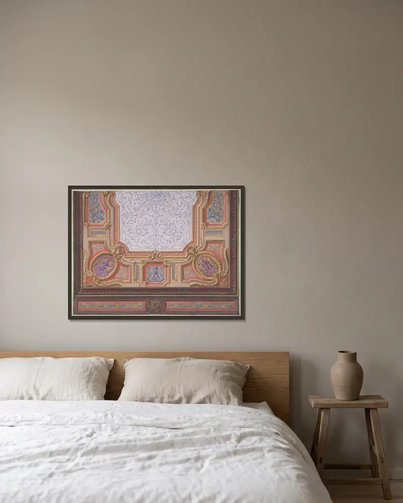 Takdekor för Grand Salon, Hôtel Hope av Jules-Edmond-Charles Lachaise inramad på en vägg