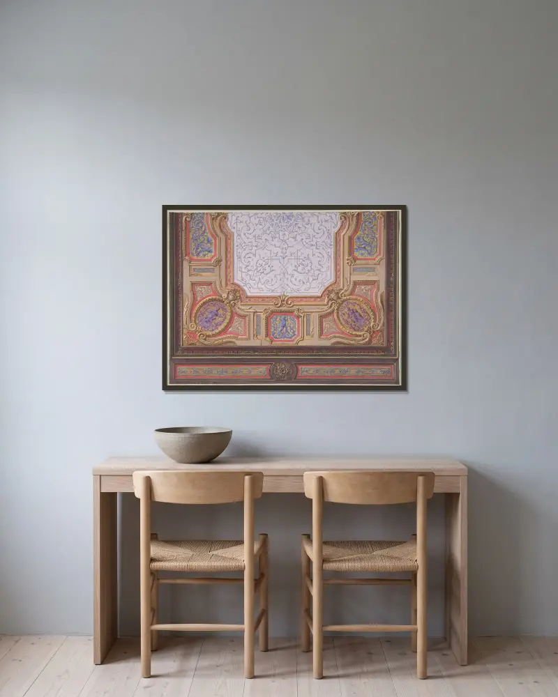 Takdekor för Grand Salon, Hôtel Hope av Jules-Edmond-Charles Lachaise inramad på en vägg
