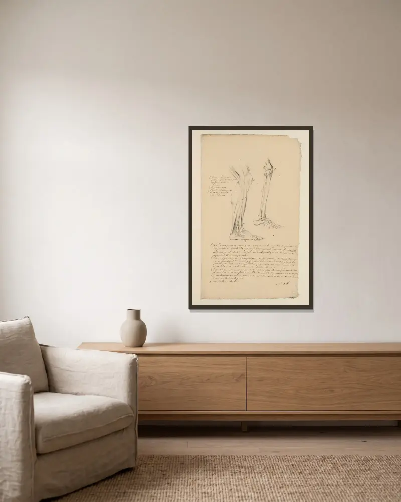 Anatomische Hefte Taf. 29 von Charles Monnet gerahmt an einer Wand