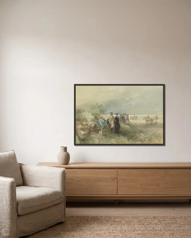 Aan de kust van de Zuiderzee av Charles Rochussen inramad på en vägg