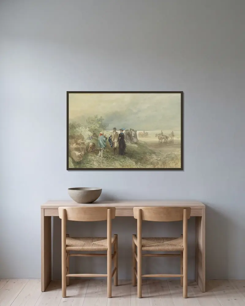 Aan de kust van de Zuiderzee av Charles Rochussen inramad på en vägg
