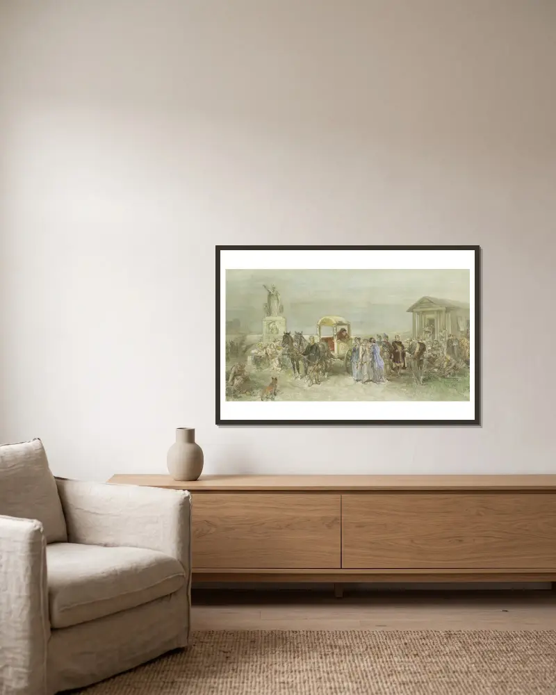 Marktplaats met Romeinen en Batavieren av Charles Rochussen inramad på en vägg