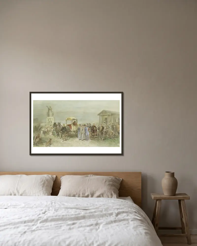 Marktplaats met Romeinen en Batavieren av Charles Rochussen inramad på en vägg