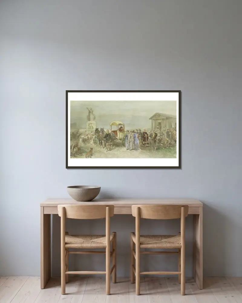 Marktplaats met Romeinen en Batavieren av Charles Rochussen inramad på en vägg