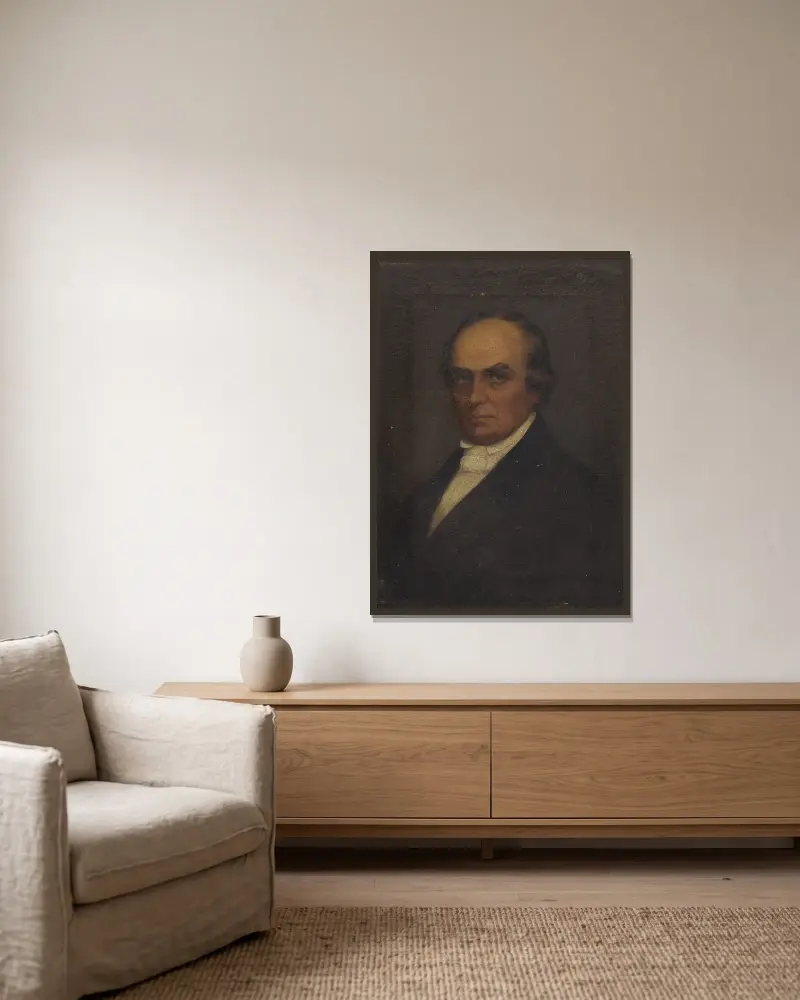 Daniel Webster – nr 1 av Chester Harding inramad på en vägg