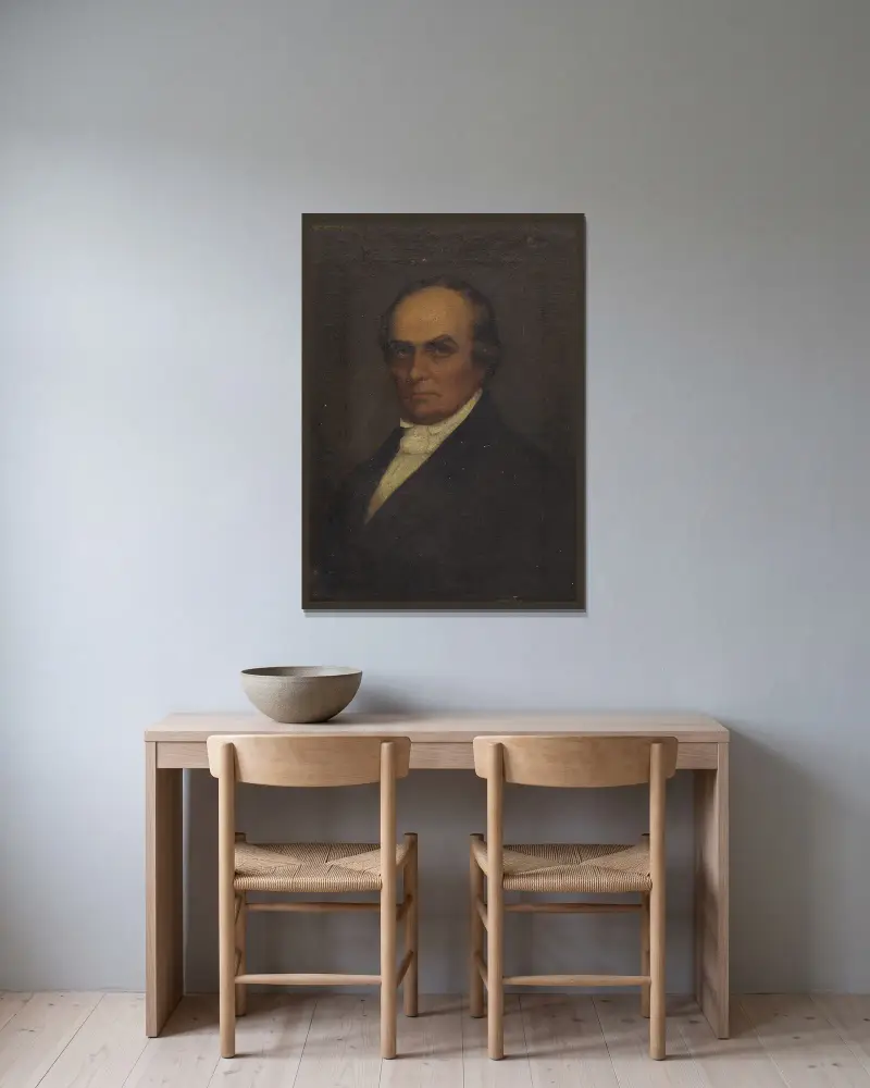 Daniel Webster – nr 1 av Chester Harding inramad på en vägg