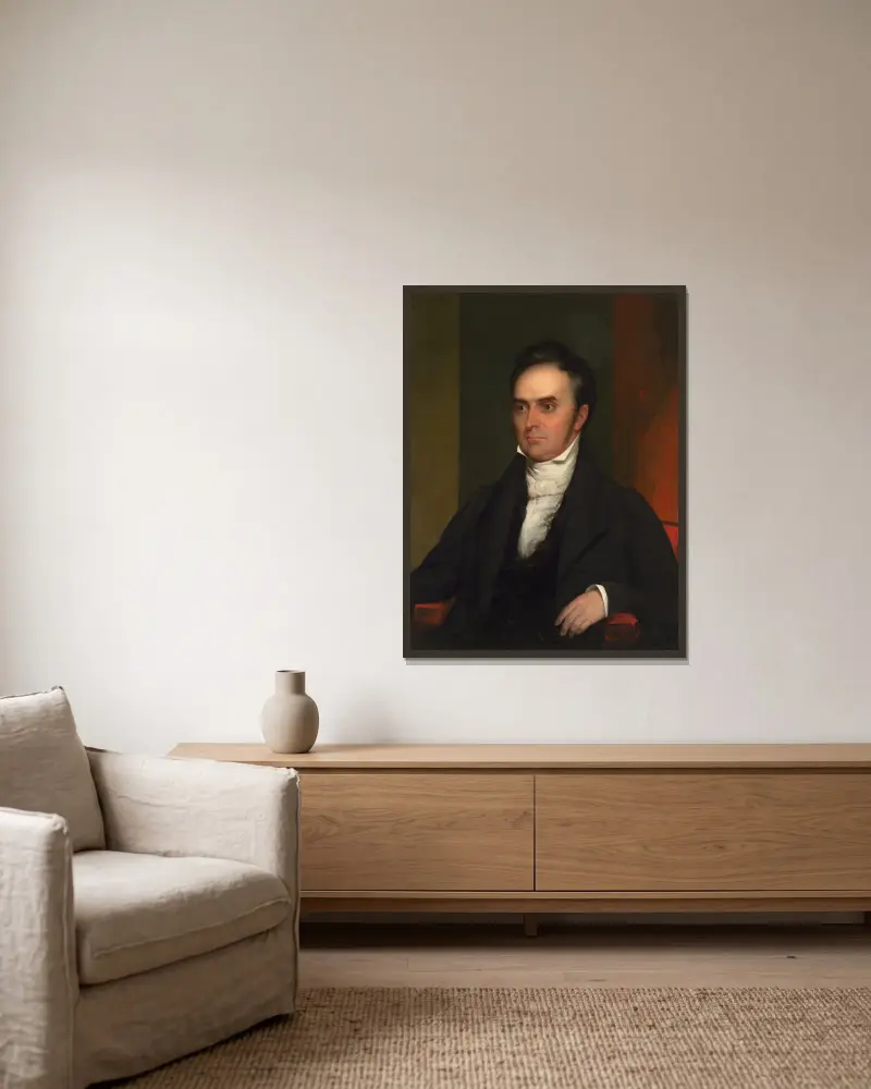 Daniel Webster, 1828 av Chester Harding inramad på en vägg