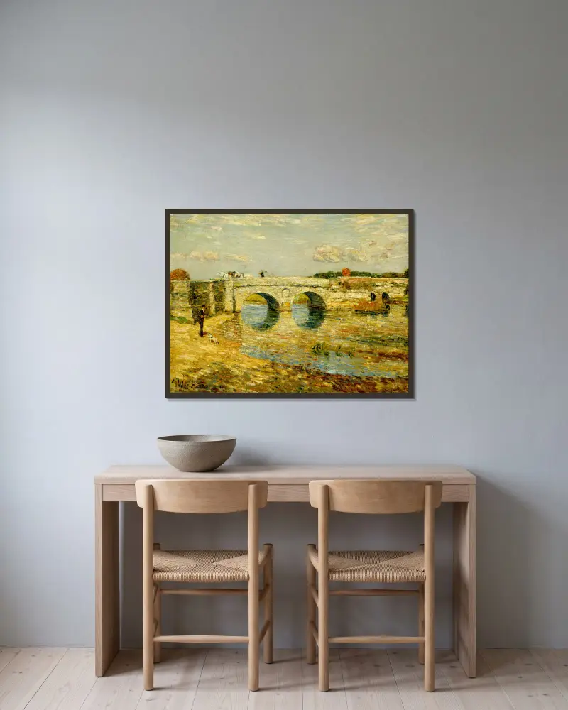 Most přes řeku Stour, Childe Hassam v rámu na stěně