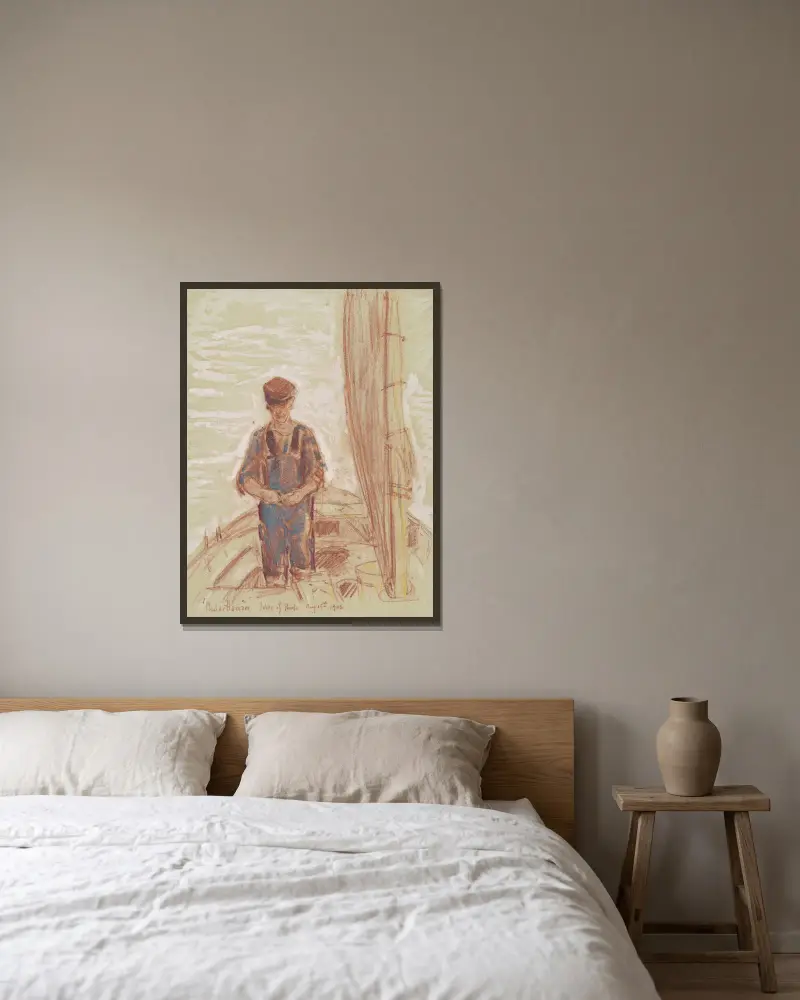 Fisherman, Isle Of Shoals av Childe Hassam inramad på en vägg