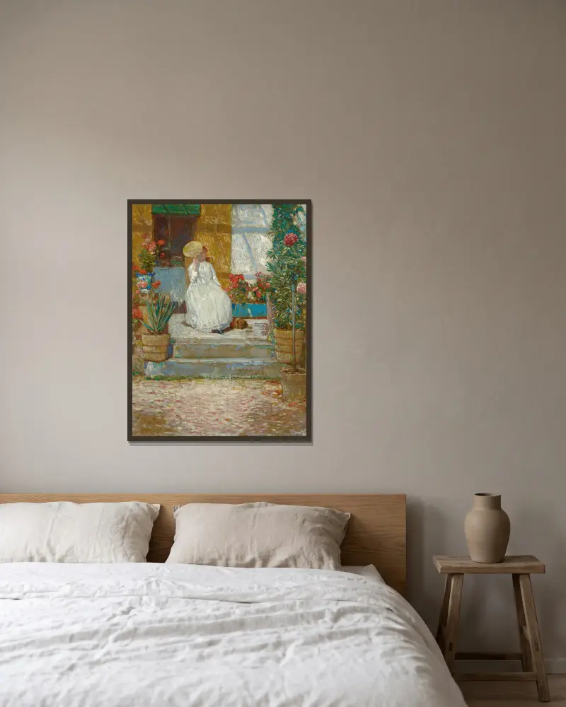 In der Sonne von Childe Hassam gerahmt an einer Wand