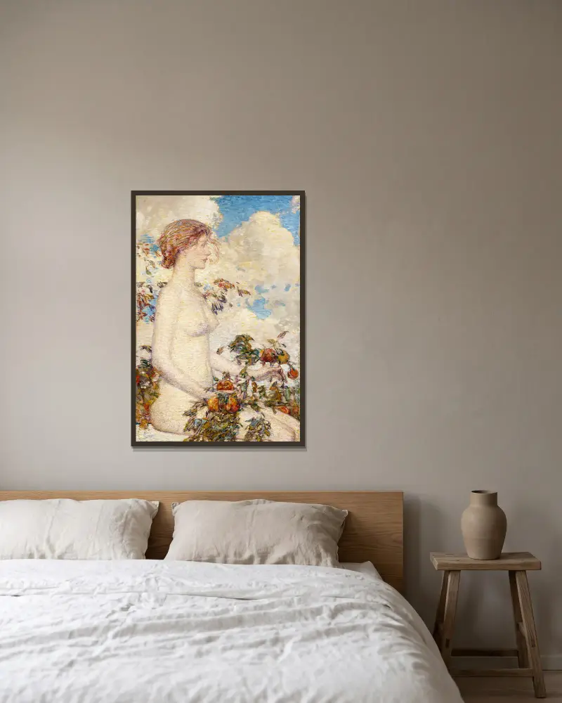 Pomona av Childe Hassam inramad på en vägg