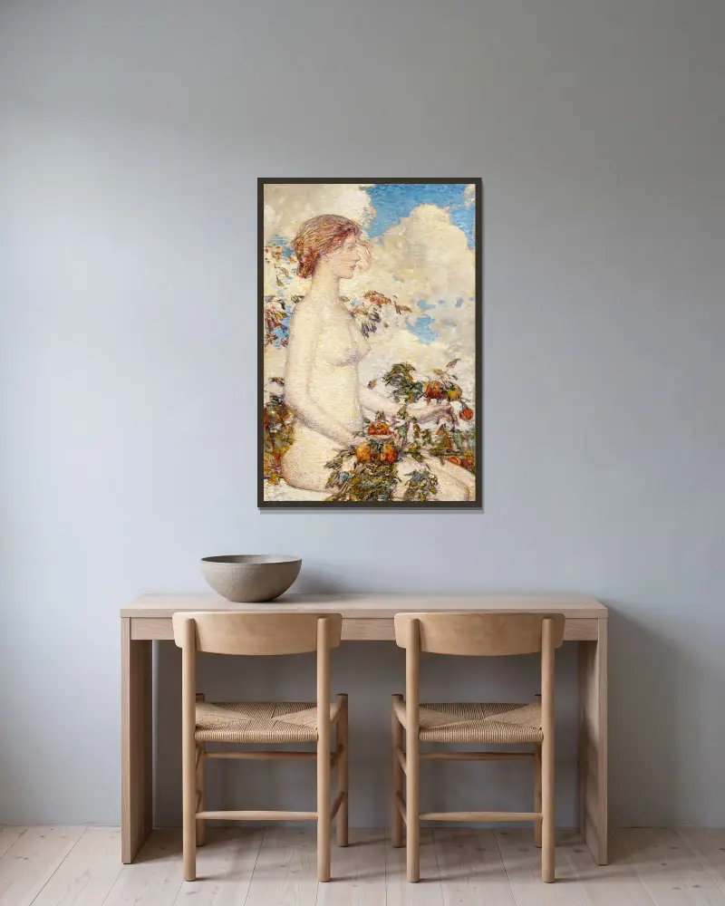 Pomona av Childe Hassam inramad på en vägg