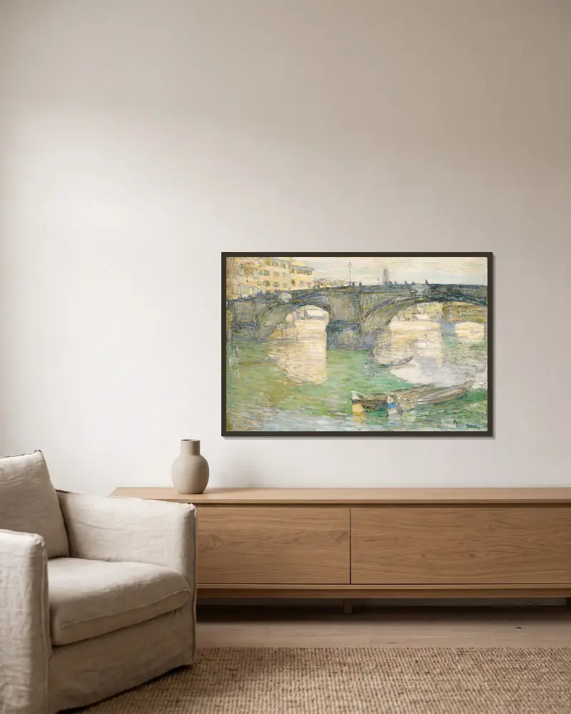 Ponte Santa Trinità av Childe Hassam inramad på en vägg