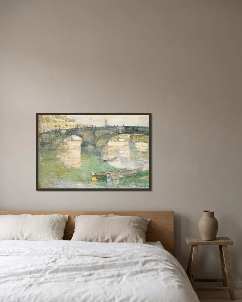 Ponte Santa Trinità av Childe Hassam inramad på en vägg