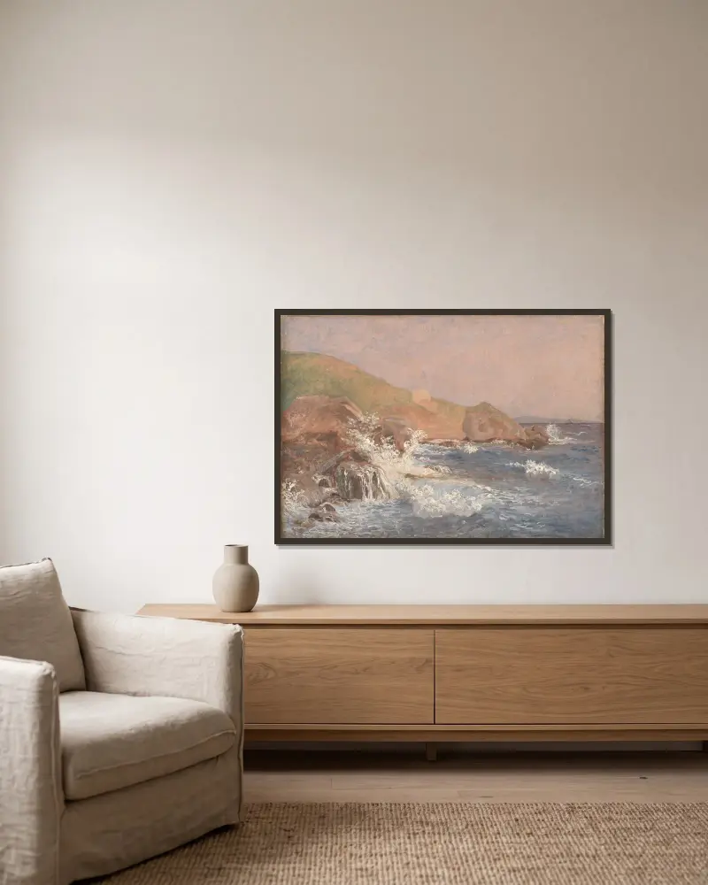 Bewegte See an felsiger Küste, Capri von Christen Købke gerahmt an einer Wand