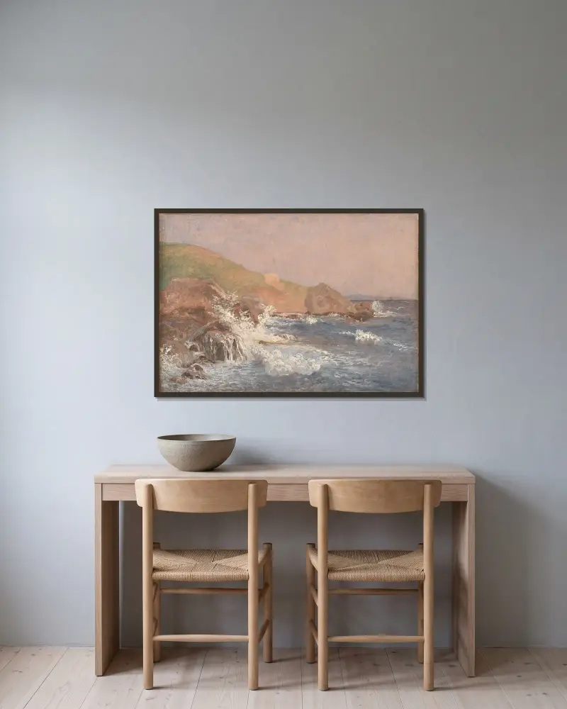 Bewegte See an felsiger Küste, Capri von Christen Købke gerahmt an einer Wand