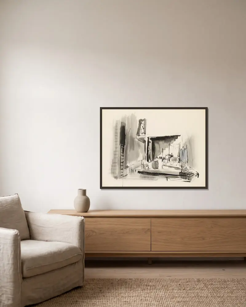 Die Nacht von Christian Bérard gerahmt an einer Wand