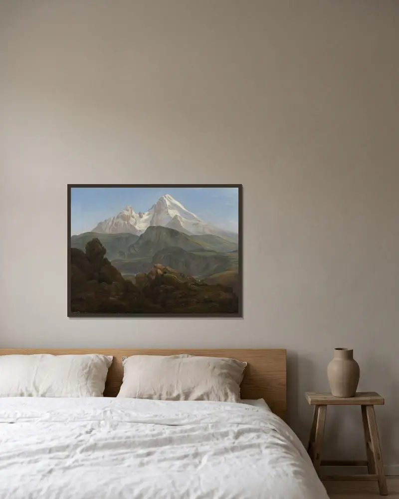 The Watzmann av Johan Christian Dahl inramad på en vägg