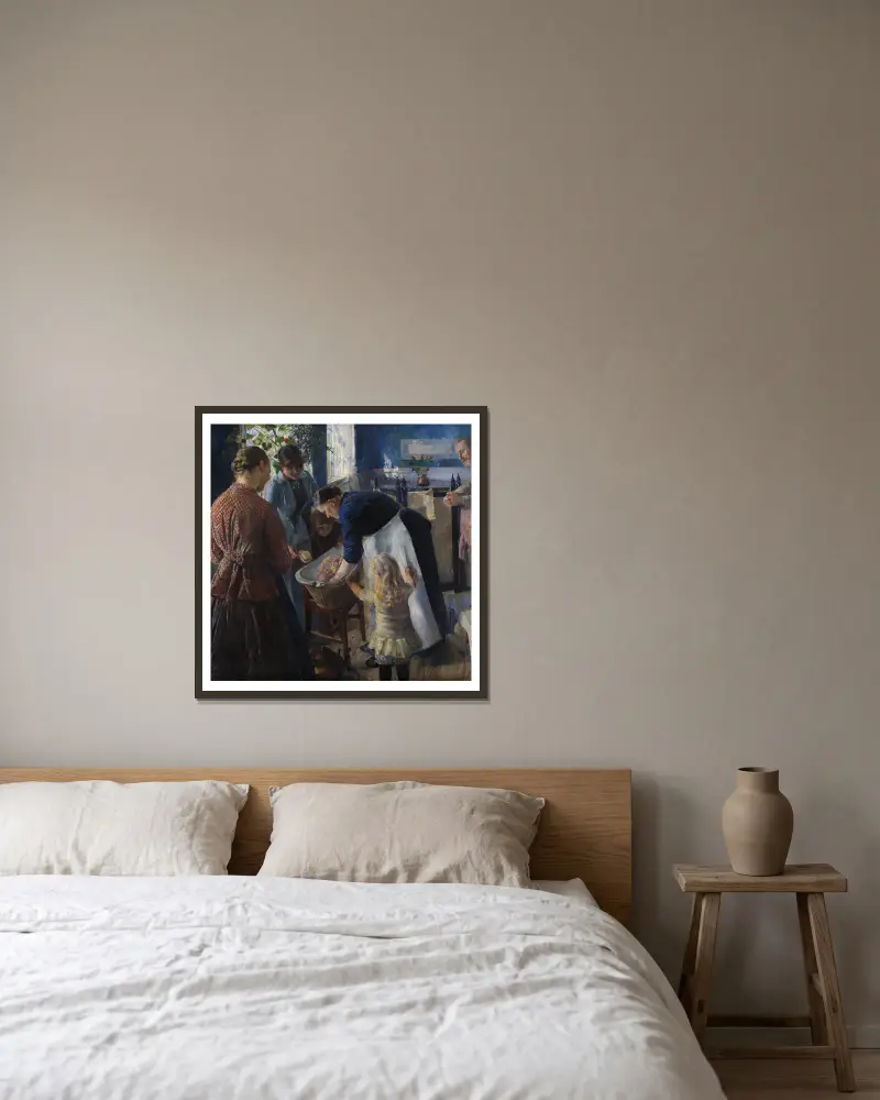 In der Badewanne von Christian Krohg gerahmt an einer Wand