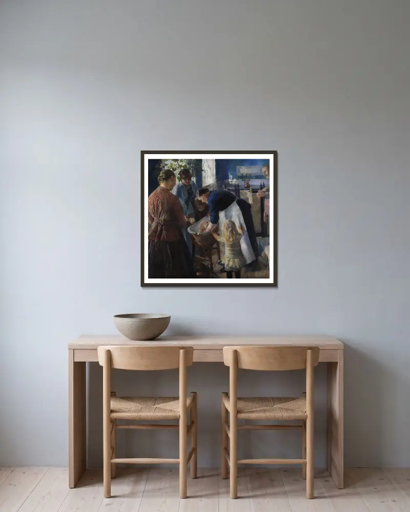 In der Badewanne von Christian Krohg gerahmt an einer Wand