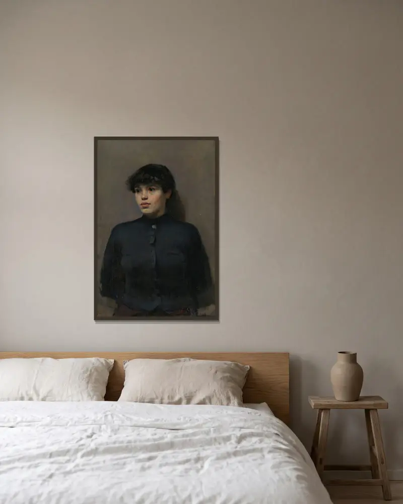 Porträtt av Jossa av Christian Krohg inramad på en vägg