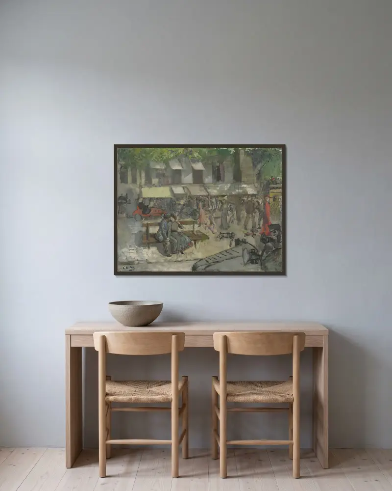 Scen från en gata i Paris av Christian Krohg inramad på en vägg