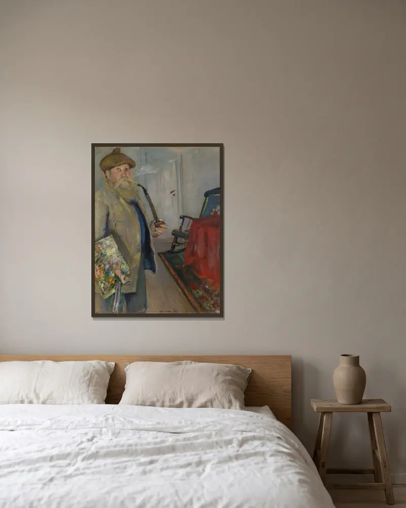 Self-Portrait av Christian Krohg inramad på en vägg