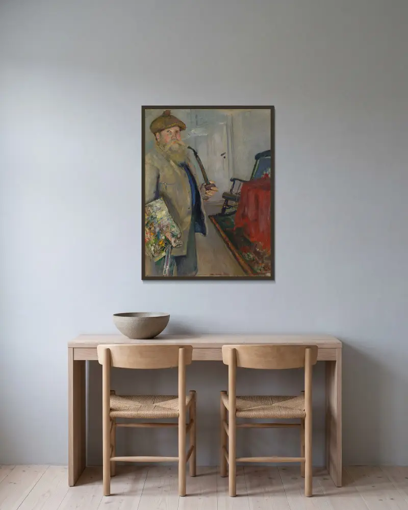 Self-Portrait av Christian Krohg inramad på en vägg