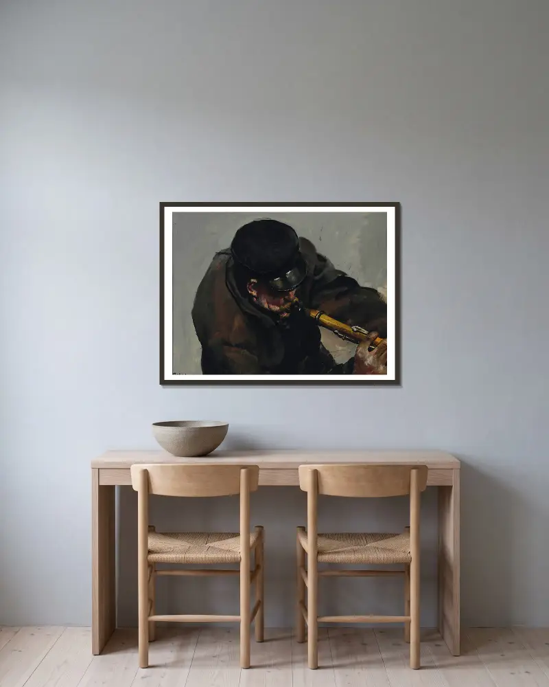 The Musician av Christian Krohg inramad på en vägg