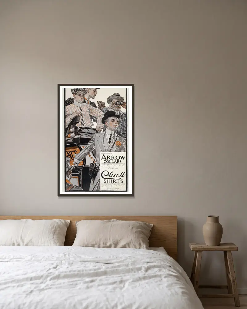 Kołnierzyki Arrow. Koszule Cluett, 1910, Joseph Christian Leyendecker w ramie na ścianie